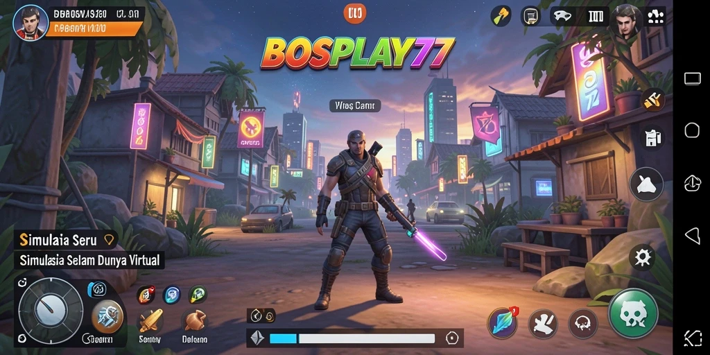 Screenshot utama BOSPLAY77 menampilkan gameplay seru dan interaktif.