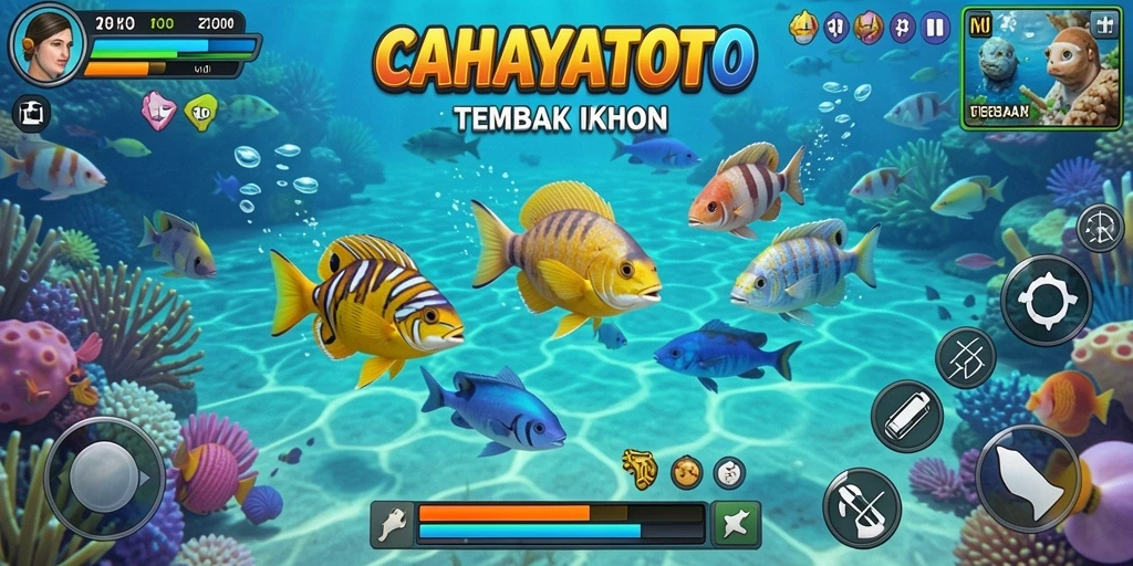 Tampilan gameplay seru CAHAYATOTO dengan aksi Tembak Ikan yang mendebarkan.