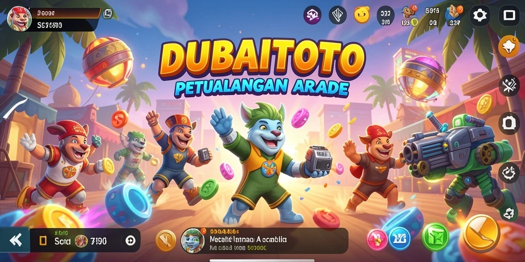 Screenshot DUBAITOTO menampilkan gameplay yang seru di arena arcade.