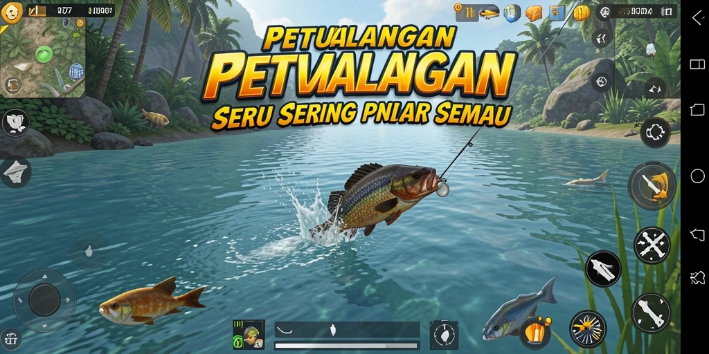 Screenshot gameplay IW777 menampilkan aksi memancing yang mendebarkan dan realistis.