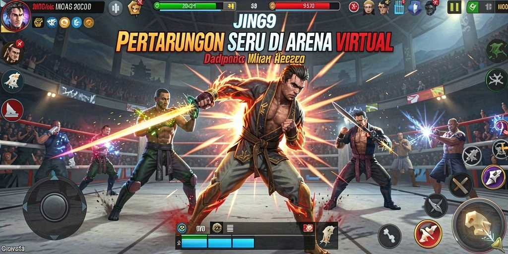 Screenshot menunjukkan aksi cepat dan mendebarkan dari game Fighting.
