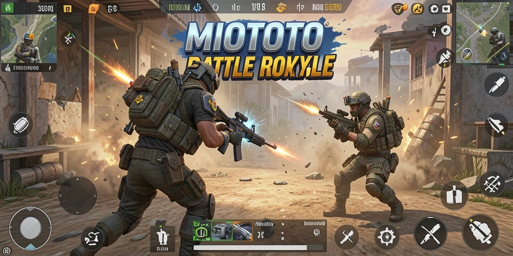 Gameplay MIOTOTO yang mendebarkan dalam pertempuran Battle Royale.