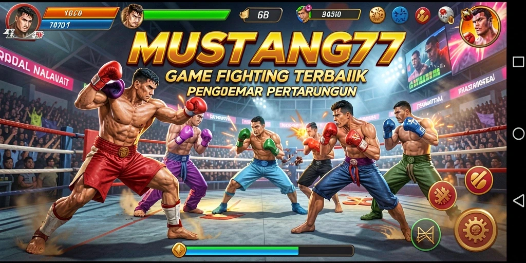 Screenshot utama MUSTANG77 menampilkan duel seru dengan efek visual yang memukau.