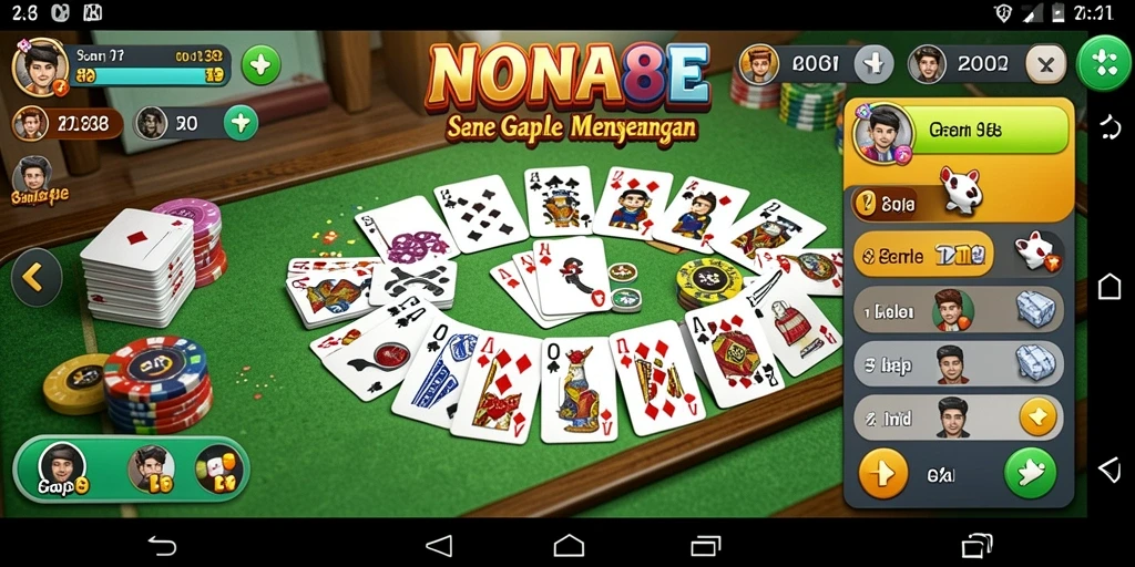 Tampilan gameplay NONA88 dengan suasana seru bermain Gaple.