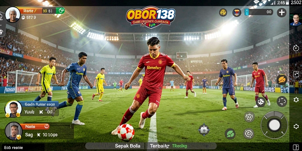 Tampilan gameplay <strong>OBOR138</strong> yang menampilkan aksi sepak bola seru.