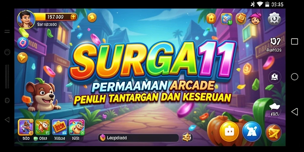 Tampilan gameplay SURGA11 yang menarik di dalam level Arcade.
