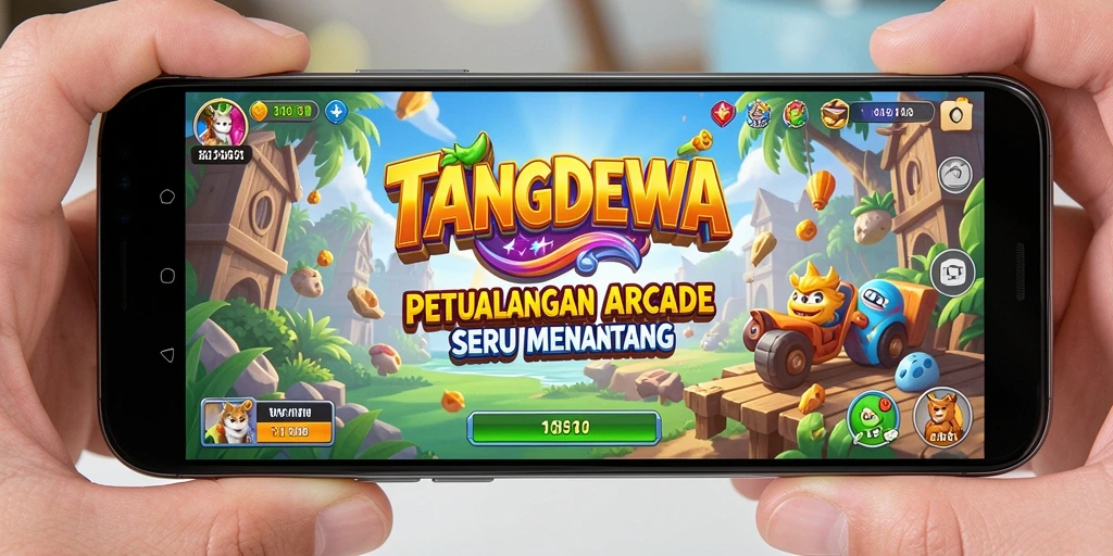 Tampilan gameplay seru dari TANGANDEWA saat pemain menghindari rintangan.
